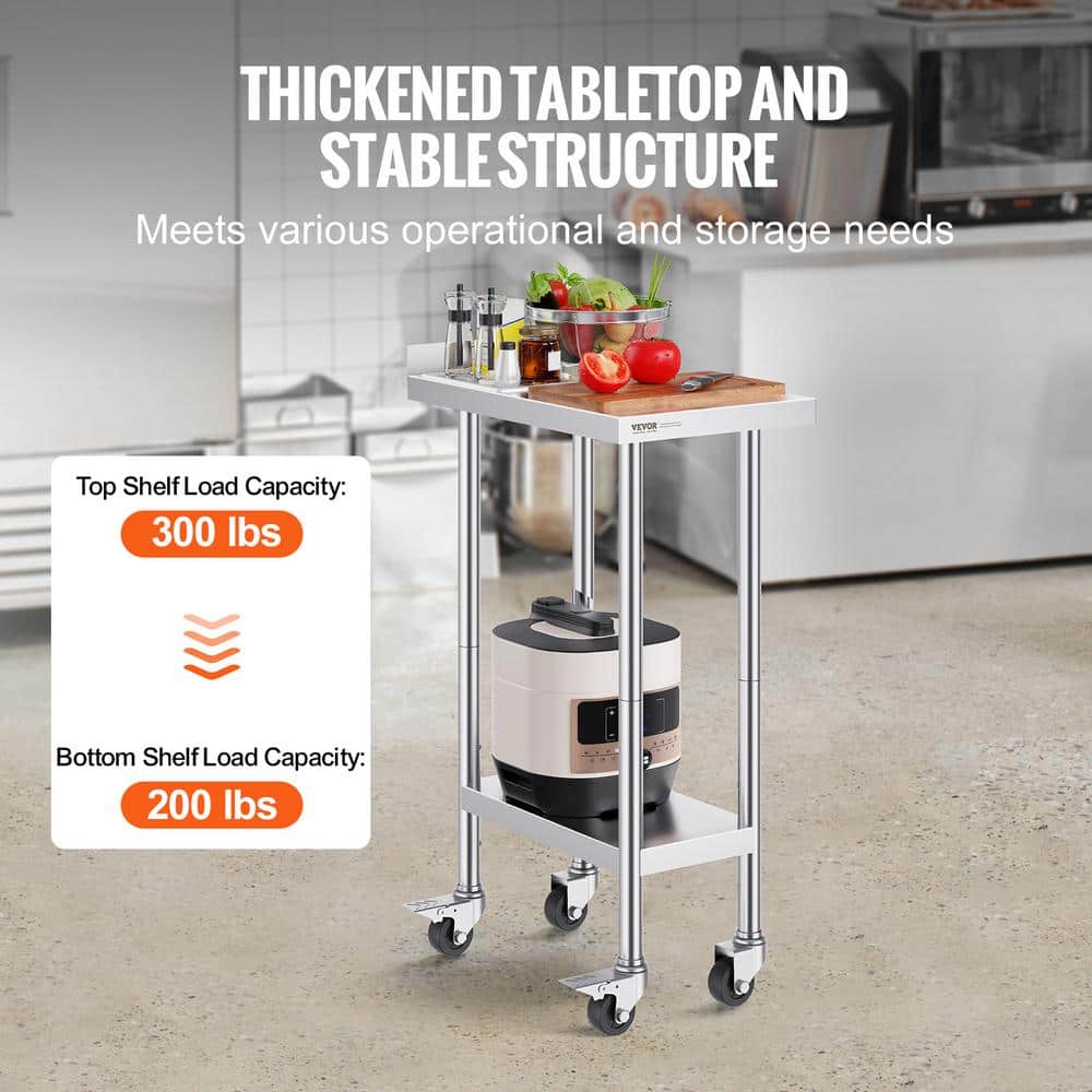 Stainless Steel Adjustable Height Kitchen Cart with Casters