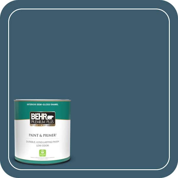 BEHR PREMIUM PLUS 1 qt. #550F-7 Blue Spell Semi-Gloss Enamel Low Odor Interior Paint & Primer