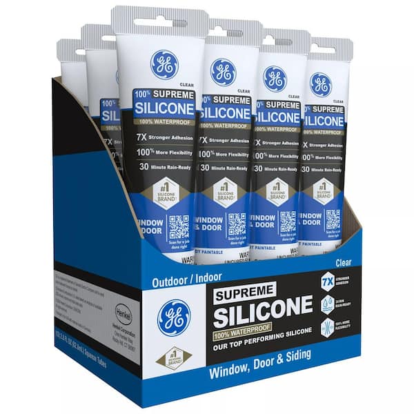 Supreme Silicone Caulk 2.8 oz. Window and Door Sealant Clear (12-pack)