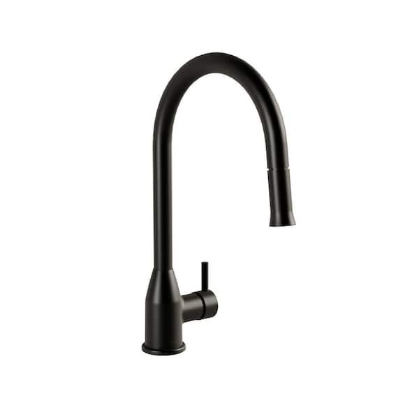 Single Handle Matte Black 15 9/64 in. H Pull Down Sprayer Kitchen Faucet, 1-function Spray Head, High-Arc Swivel Spout