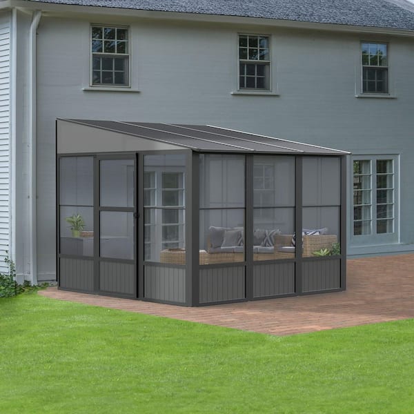 Charleston 10 ft. x 10 ft. Dark Grey Wall Mounted Solarium
