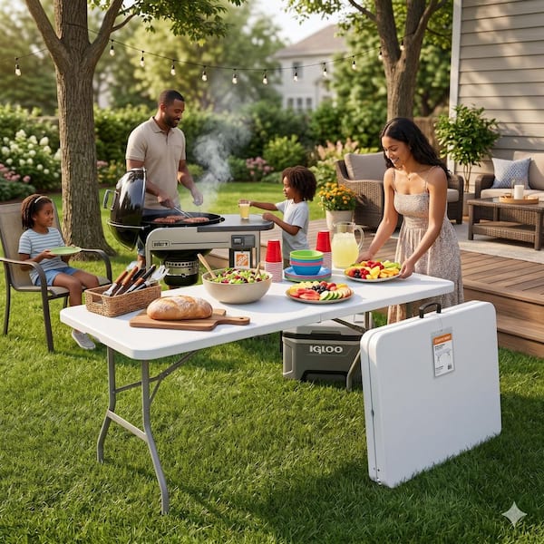 6 ft. Portable Plastic Folding Table HYA-1121882D - The Home Depot