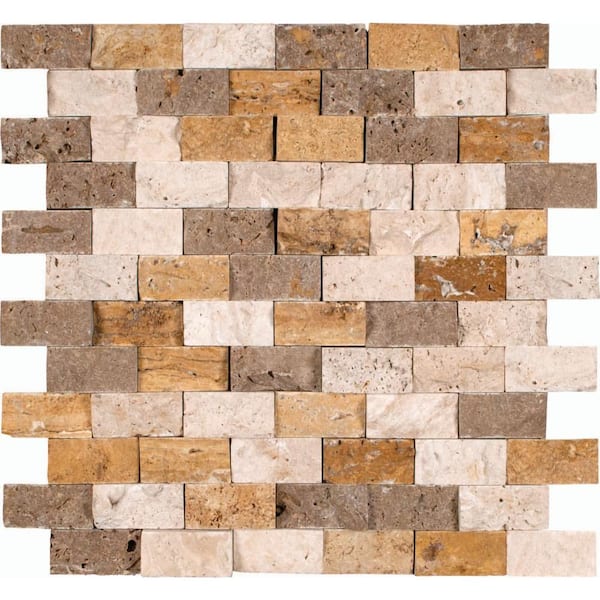 MSI Mixed Splitface 12 in. x 12 in. Textured Travertine Floor and Wall Tile (1 sq. ft./Each)