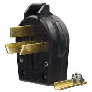 30 Amp/50 Amp 125/250-Volt 3-Pole/3-Wire NEMA 10-30P/10-50P Non-Grounded Straight Blade Angle Plug, Black
