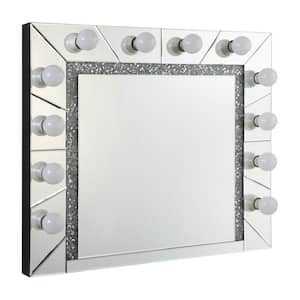 Avery 28 in. H x 32 in. W Rectangle Mirrored and Faux Diamonds Wall Decor