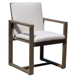 Brown Fabric Wooden Frame Dining Chair