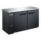 59 in. W 19 cu. ft. Commercial Solid Door Under Back Bar Cooler Refrigerator in Stainless Steel with Black Finish