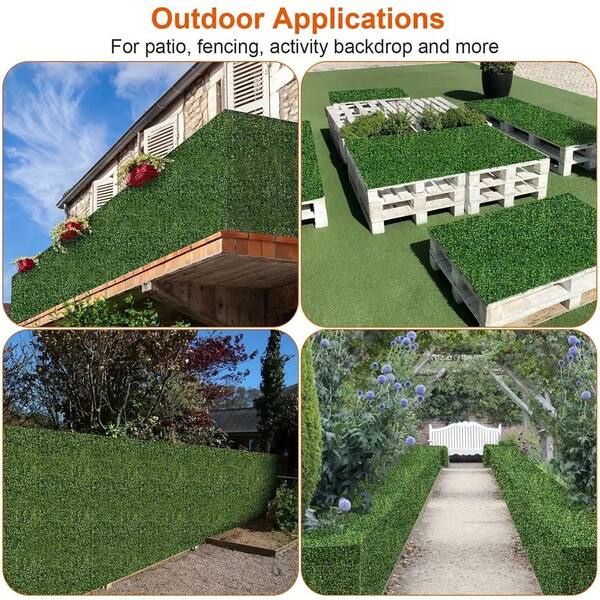 ITOPFOX 12-Piece Green Artificial Topiary Hedge Plant Grass Backdrop Fence Privacy Screen Grass for Balcony Garden Fence