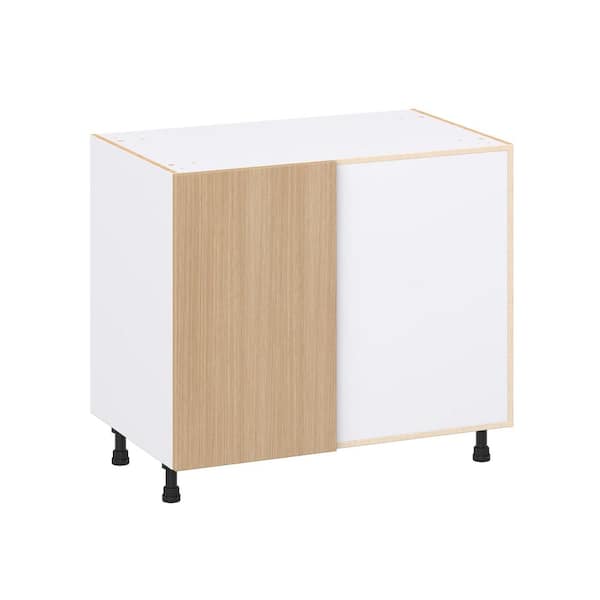 Timberline Mojavi Oak Slab Assembled Magick Corner Blind Base Kitchen Cabinet (39 in. W x 34.5 in. H x 24 in. D)