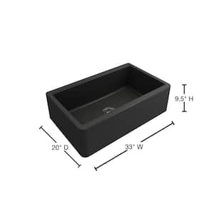 Arona Matte Black Granite Composite 33 in. Single Bowl Farmhouse Apron-Front WS Kitchen Sink with Acc and Faucet