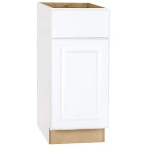 Hampton 15 in. W x 24 in. D x 34.5 in. H Assembled Base Kitchen Cabinet in Satin White with Drawer Glides