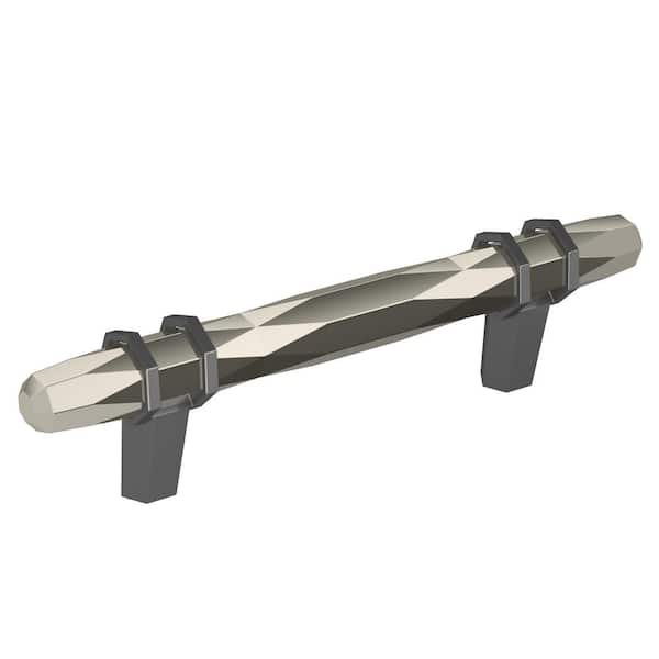 Amerock London 3-3/4 in. (96mm) Modern Polished Nickel/Black Chrome Bar Cabinet Pull