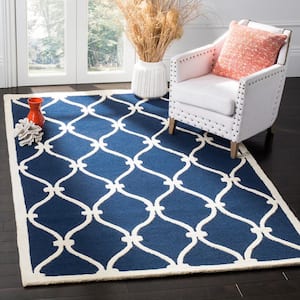 Cambridge Navy/Ivory 4 ft. x 6 ft. Border Knotted Geometric Area Rug
