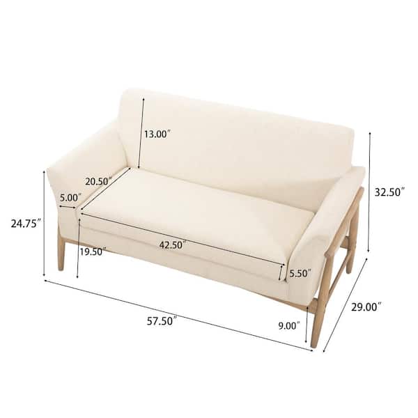 Tora 57.5 in. W Beige Fabric Cushioned 2-Seater Modern Loveseat