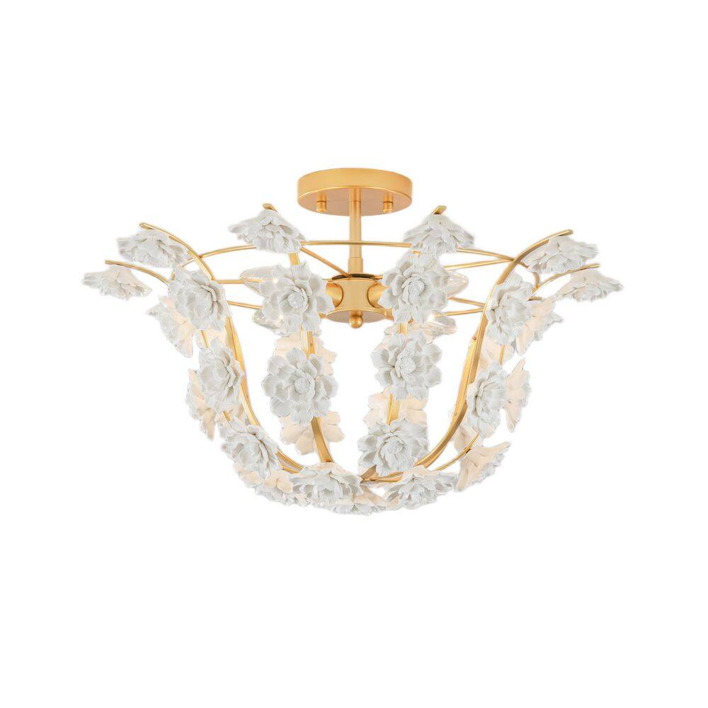 Shabby Chic 21.7 in. 4-Light Mid-century Modern Cluster Gold Semi-Flush Mount Ceiling Light for Foyer price history on PriceWatchPro