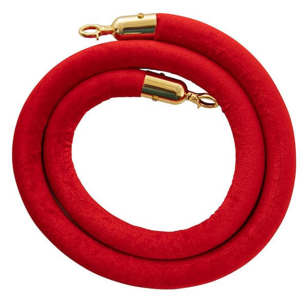 USW US Weight Red Velvet Rope with Brass Ends
