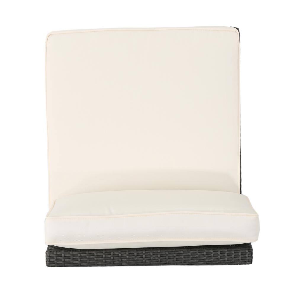 Gray Iron 9-Seater Outdoor Sectional Sofa Set with White Cushions