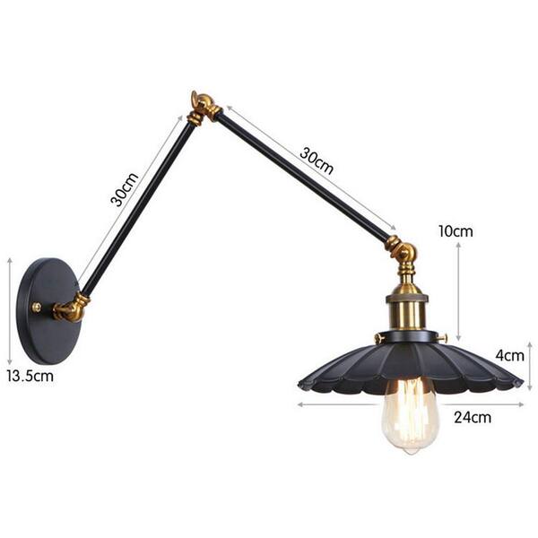 Industrial Style Antique Retro Black Metal Swing Arm Wall Lamp Wall Light Sconce 