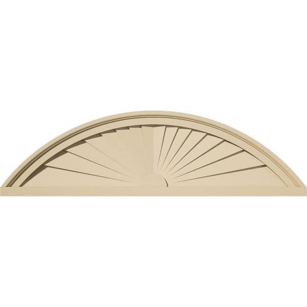 34 in. W x 9-1/2 in. H x 2 in. P Segment Arch Sunburst Signature Urethane Pediment, Primed Tan