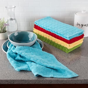 Multi-Color Circle Pattern Weave Cotton Kitchen Towel Set (8-Pieces)