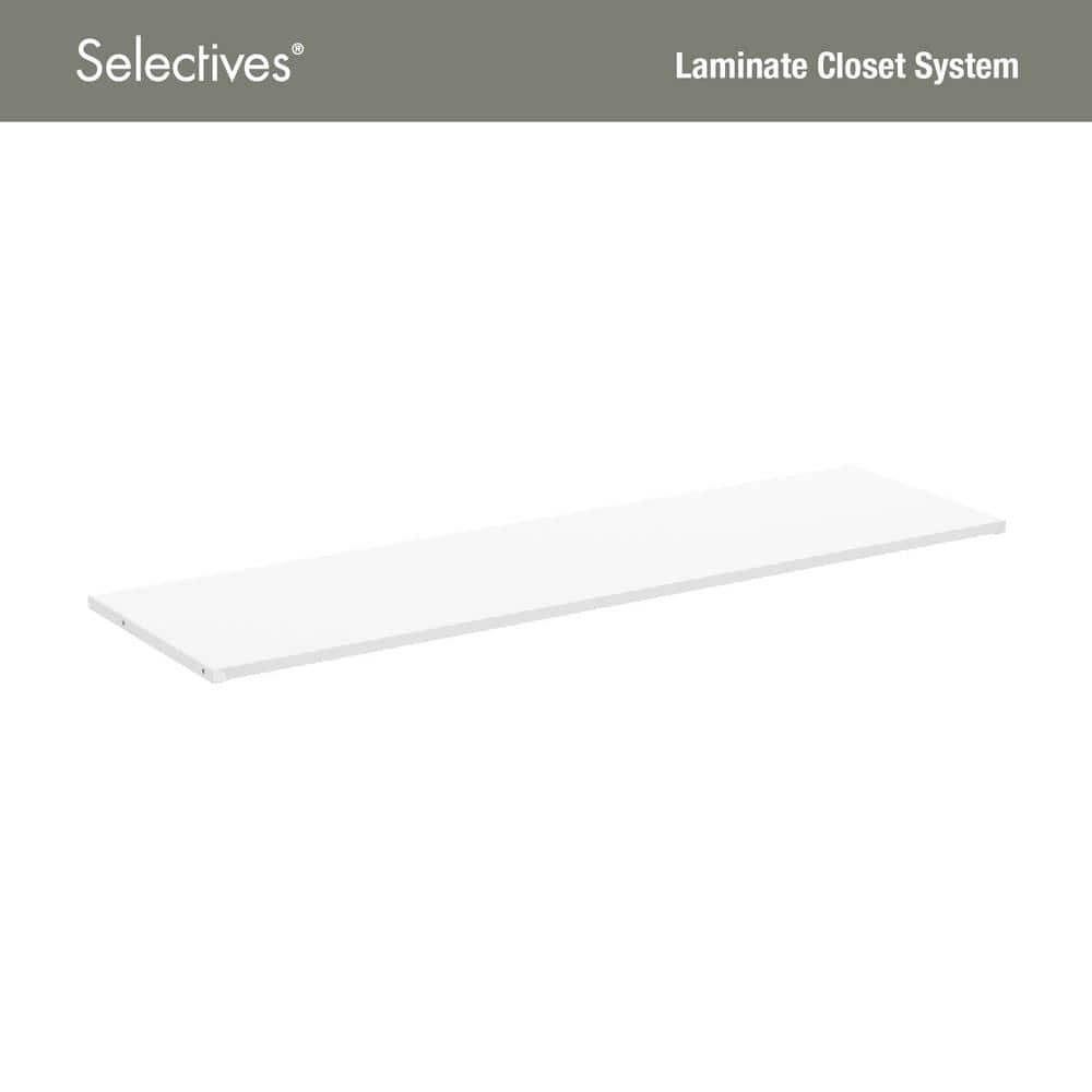 Selectives 13.8 in. D x 48 in. W x 0.6 in H White Laminate Top Shelf Kit with Brackets