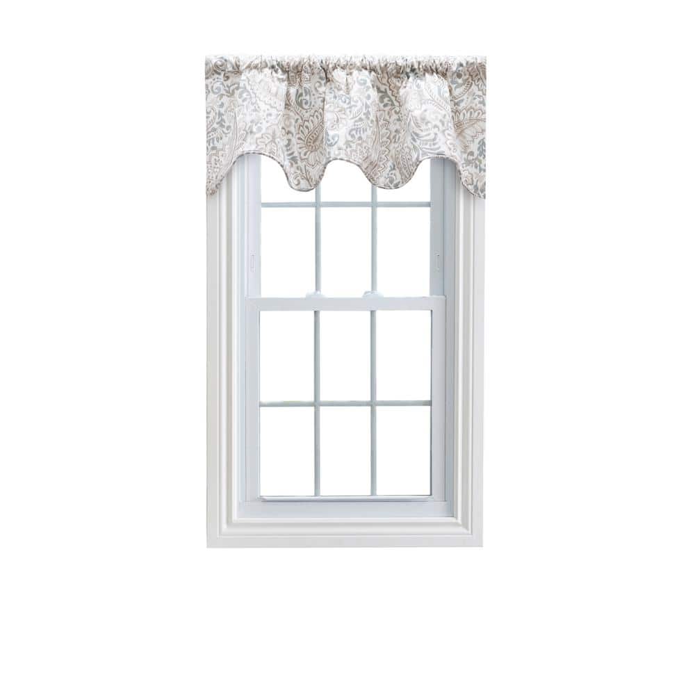 Natural Cotton Paisley Pattern Scallop Valance with Rod Pocket