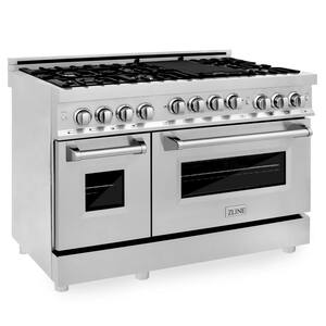 48" 6.0 cu. ft. Double Oven Gas Range with Gas Stove and Gas Oven in. Stainless Steel (RG48)