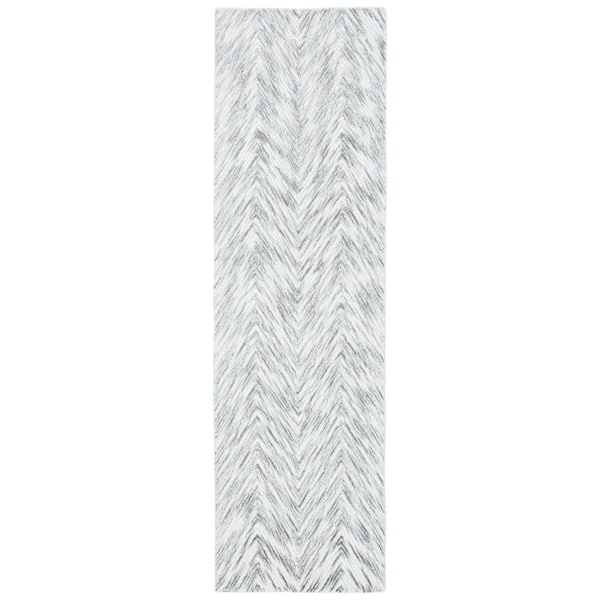 SAFAVIEH Soho Gray/Ivory 2 ft. x 8 ft. Solid Color Chevron Runner Rug