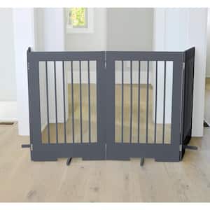 4-Panel Freestanding Pet Gate in Gray