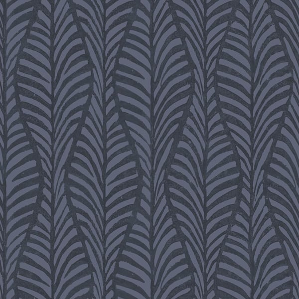 Tempaper Indigo Block Print Leaves Removable Peel and Stick Wallpaper Sample