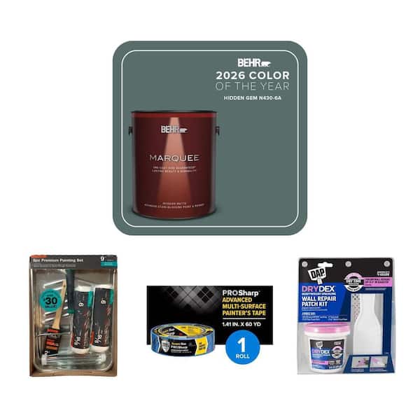 ScotchBlue Painter's Tape, Paint Applicator Kit, DryDex Patch Kit and 1 Gal. Hidden Gem Paint Combo (5-Piece)
