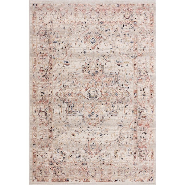 Abani Babylon Beige 6 ft. x 9 ft. Distressed Polypropylene Area Rug
