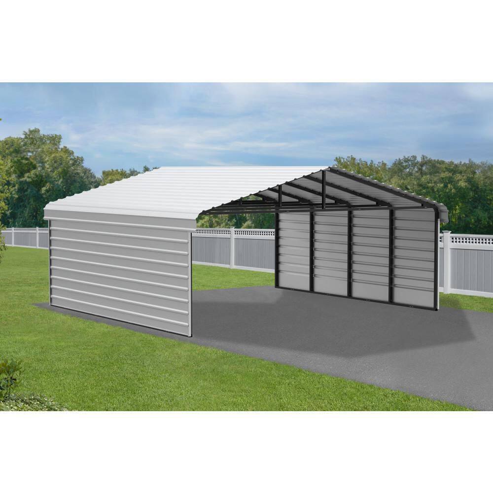 20' x 20' Eggshell Steel Carport Kit with Enclosure