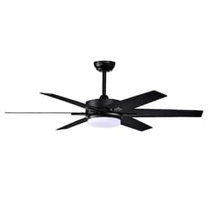 52 in. Integrated LED Indoor Matte Black 6-Blade Reversible Ceiling Fan w/Light Kit, Remote Control