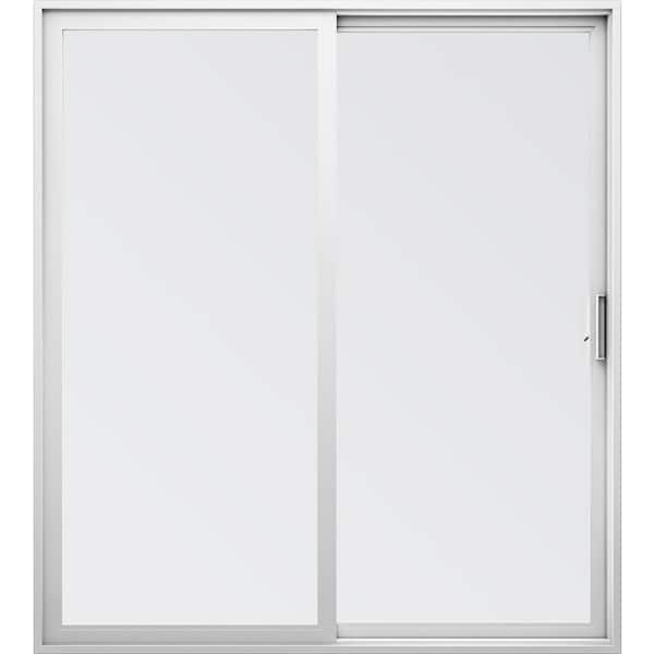 V300 Trinsic Series 72-in x 96-in x 4-9/16-in Jamb Tempered White Vinyl Sliding Right-Hand 2-panel Door Patio w/Screen