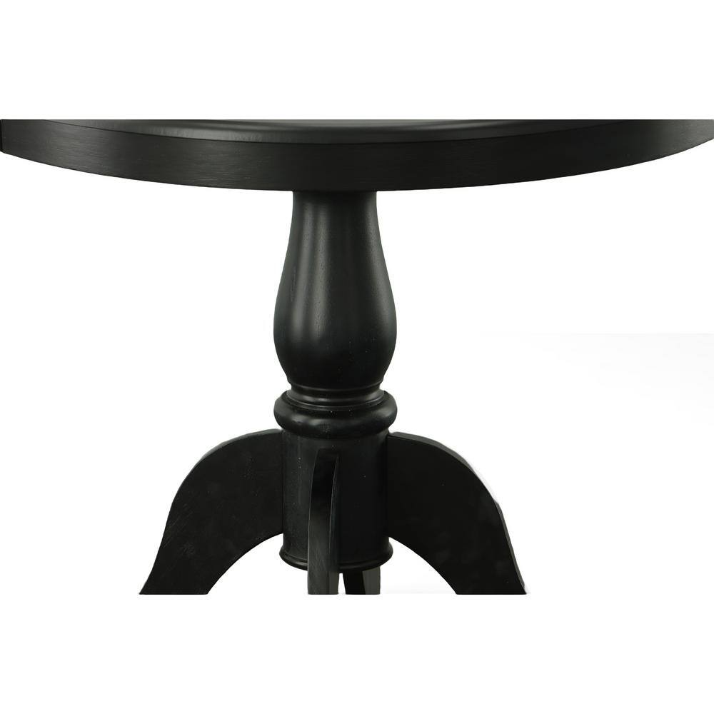 Classic Black Round Wood Dining Table with Pedestal Base