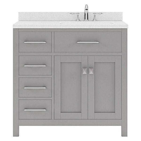 Virtu USA Caroline Parkway 36 in. W. x 22 in. D x 35 in. H Double Bath Vanity Cabinet with White Top, Gray