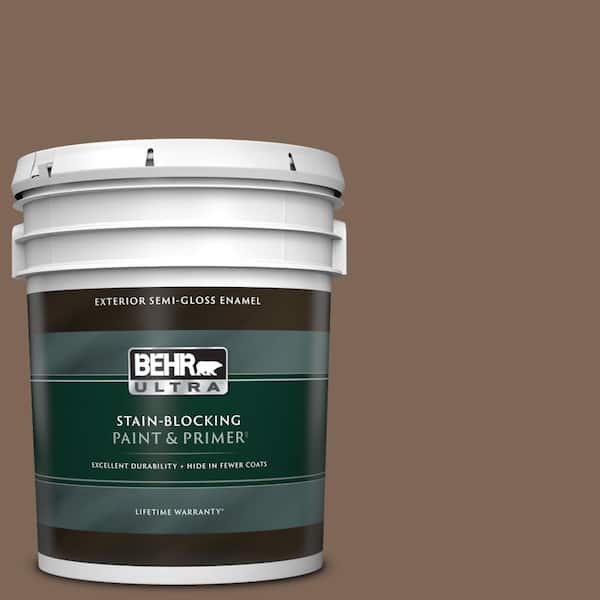 BEHR ULTRA 5 gal. Home Decorators Collection #HDC-AC-05 Cocoa Shell Semi-Gloss Enamel Exterior Paint & Primer