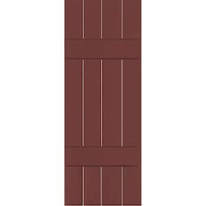 15 in. x 34 in. Exterior Real Wood Sapele Mahogany Board and Batten Shutters Pair Cottage Red