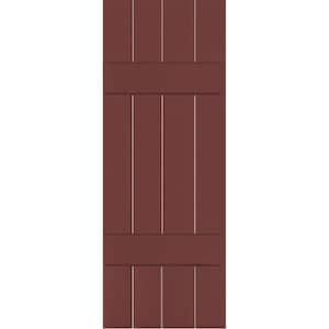 15 in. x 37 in. Exterior Real Wood Sapele Mahogany Board and Batten Shutters Pair Cottage Red