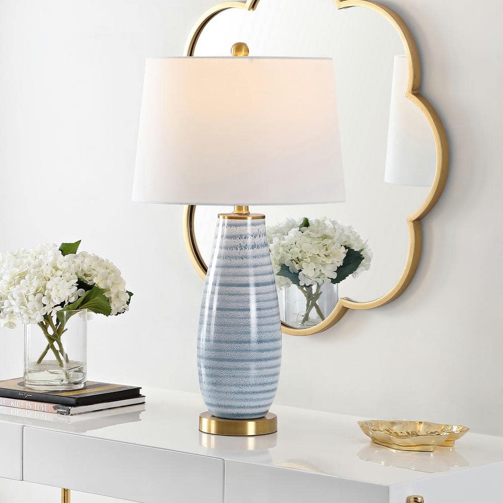 Eliana Coastal-Inspired Blue and White Ceramic Table Lamp
