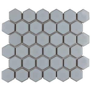 Hudson Due 2" Hex Silk White 10-7/8 in. x 12-5/8 in. Porcelain Mosaic Tile (9.7 sq. ft./Case)