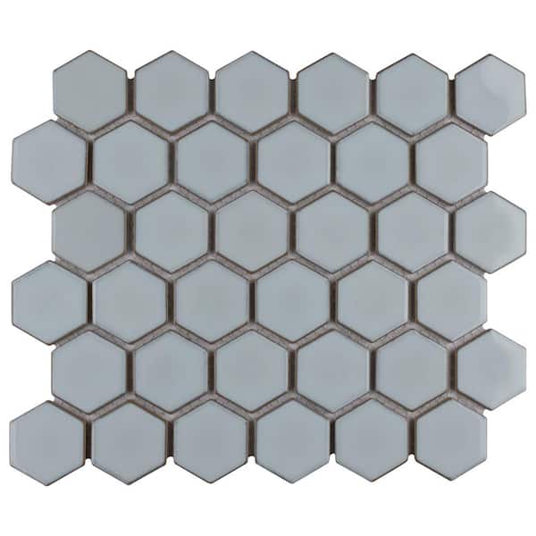 Merola Tile Hudson Due 2" Hex Silk White 10-7/8 in. x 12-5/8 in. Porcelain Mosaic Tile (9.7 sq. ft./Case)