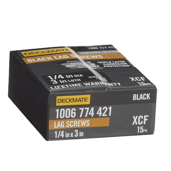 1/4 in. x 3 in. Black Exterior Hex Head Lag Screw (15-Pack)
