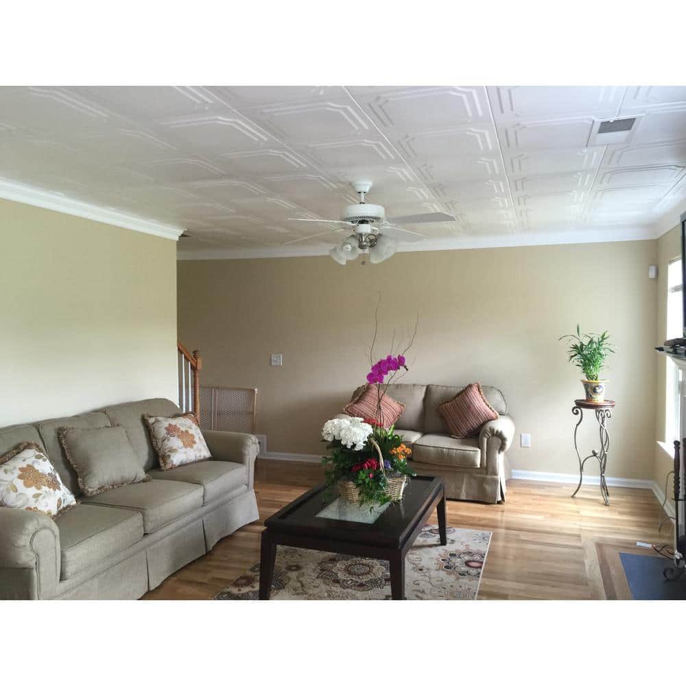 Plain White Square Foam Glue-Up Ceiling Tile