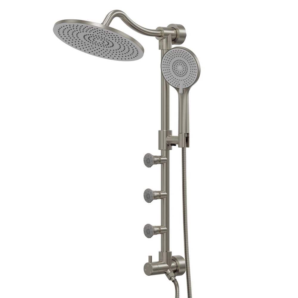 10 in. 3-Spray Round Exposed Shower System with Body Jets and Adjustable Slide Bar in. Brushed Nickel（No Valve） price history on PriceWatchPro