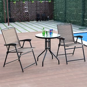 3-Piece Metal Outdoor Bistro Set with Round Table