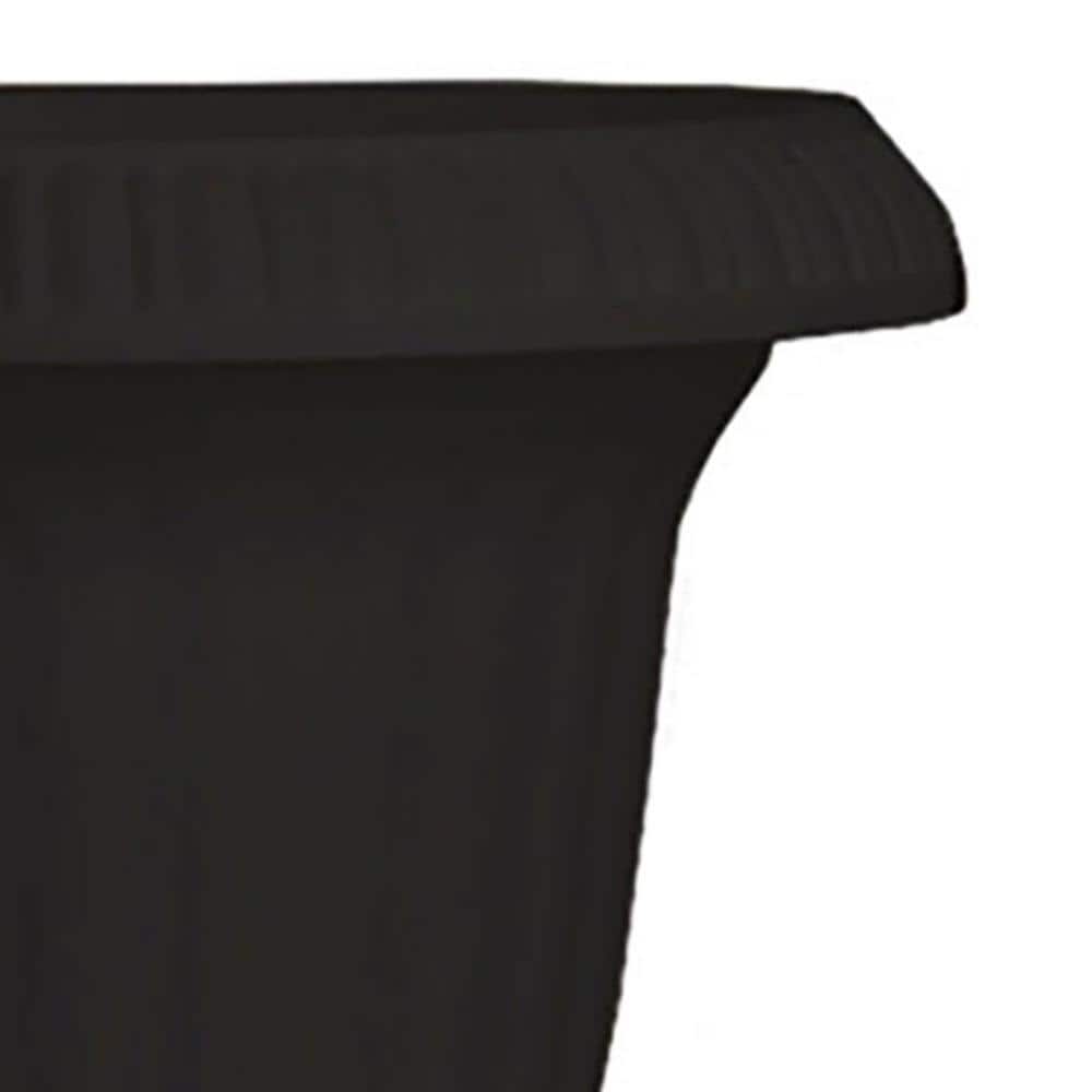 Black 14" UV-Coated Resin Fluted Outdoor Urn Planter Set