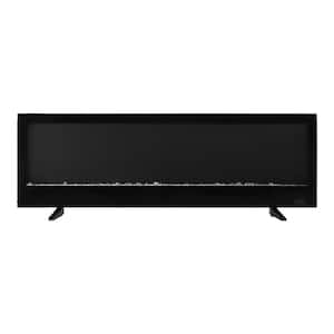 60 in. W View Wall Mount Electric Fireplace in Black
