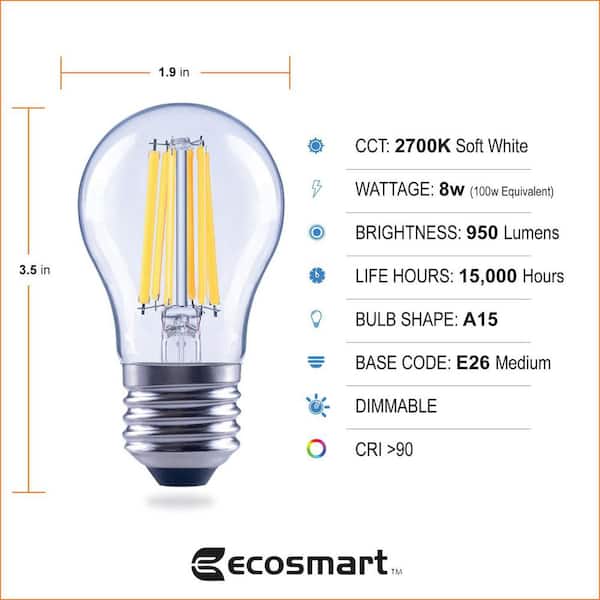 GE Classic 15-Watt EQ A15 Soft White Medium Base (e-26) Dimmable  Incandescent Light Bulb (2-Pack) at